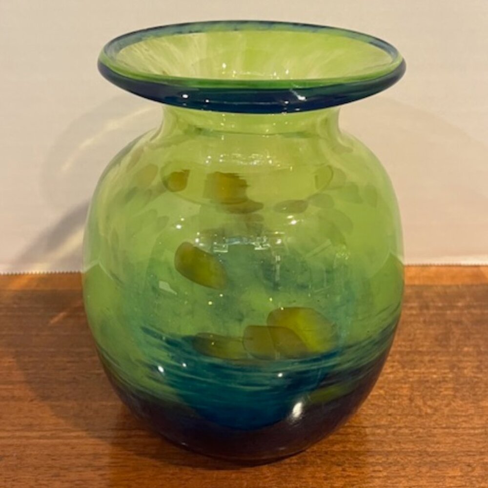 Kerry Crafted Glass Terence MacSweeney Blue Green Recycled Vase Made in Ireland
